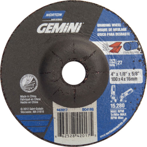 Norton 66252842017 Gemini Grinding and Cutting Wheel 4" x 1/8" x 5/8