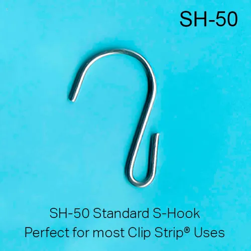 Strip S Hooks, 1-3/4L X .080Dia., Open End - Zinc Plated Steel