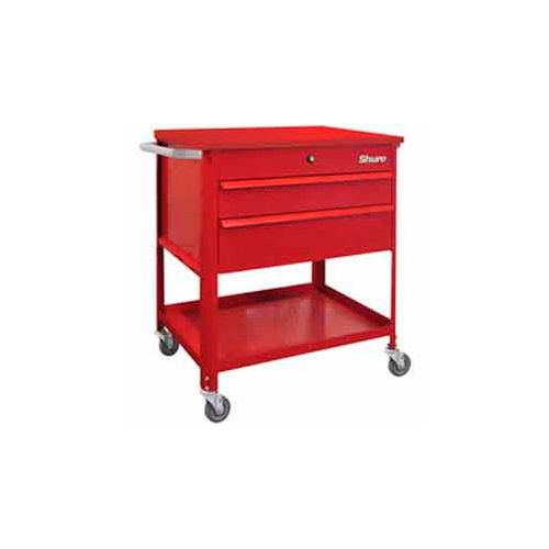 Shure Mobile Technician Cart W/ 2 Drawers & Shelf, 29-1/4"W x 18-1/4"D, Red