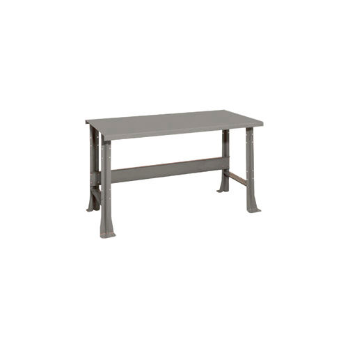 Shureshop&#174; Adjustable Height Stationary Bench - Painted Steel Top 60&quot; x 29&quot; - Sebring Grey