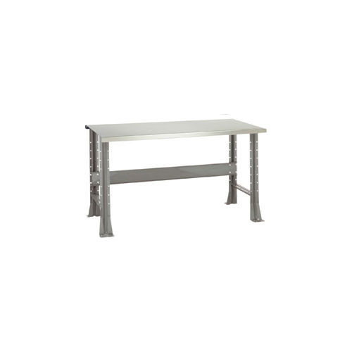 Shureshop&#174; Adjustable Height Stationary Bench - Stainless Steel Top 72&quot; x 29&quot; - Sebring Grey