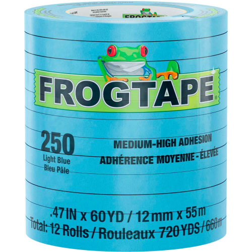 FrogTape&#174; Performance Grade, Moderate Temp Masking Tape, Light Blue, 12mm x 55m, Pack of 12