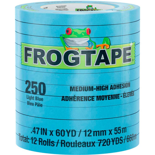 FrogTape® Performance Grade, Moderate Temp Masking Tape, Light Blue, 12mm x 55m, Pack of 12