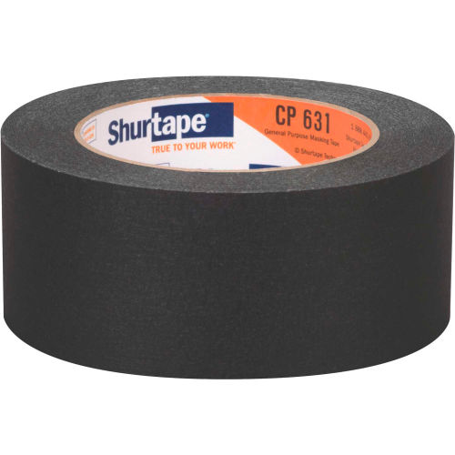 Shurtape® Crepe Paper Masking Tape, CP 631, General Purpose, 48mm x 55m, Black Pkg Qty 168