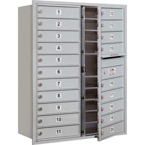 41 in. H x 31-1/8 in. W Aluminum Front Loading 4C Horizontal Mailbox with 20 MB1 Doors 41 in. H x 31-1/8 in. W Aluminum Front Loading 4C Horizontal Mailbox with 20 MB1 Doors
