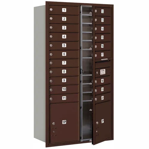 56-3/4 in. Max Height Unit Aluminum Private Front Loading 4C Horizontal Mailbox with 20 MB1 Doors/2 PL's 56-3/4 in. Max Height Unit Aluminum Private Front Loading 4C Horizontal Mailbox with 20 MB1 Doors/2 PL's