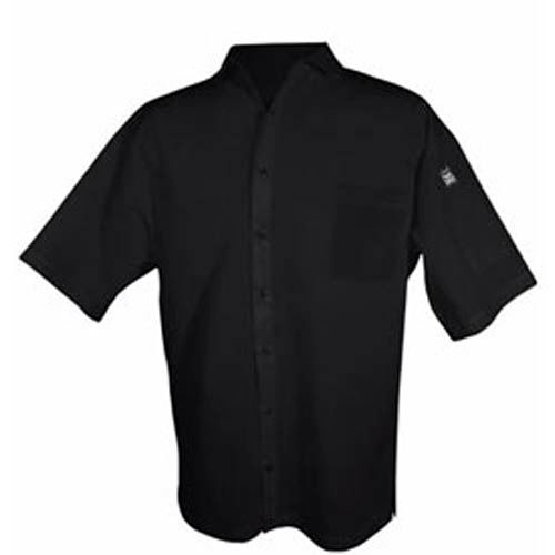 Cook Shirt, Medium, Breast Pocket, Short Sleeve, Black