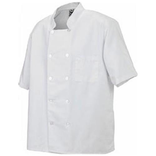 Front Of The House Chef'S Coat, X Large, Short Sleeve, Double Breasted, White