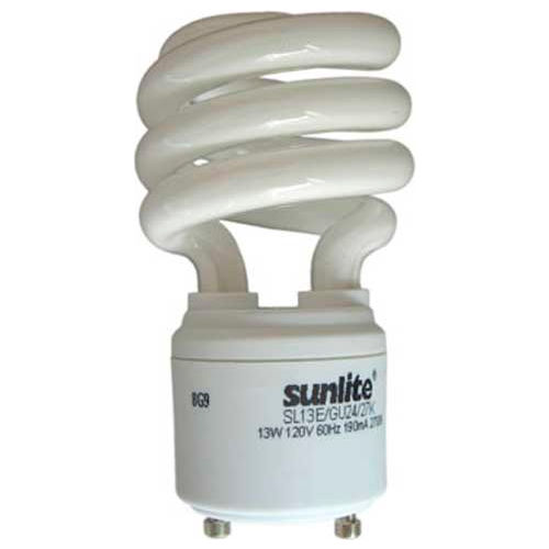 Sunlite&#174; 00655-SU SL13/E/GU24/27K 13W GU24 Spiral CFL Light Bulb, GU24 Base, Warm White - Pkg Qty 24