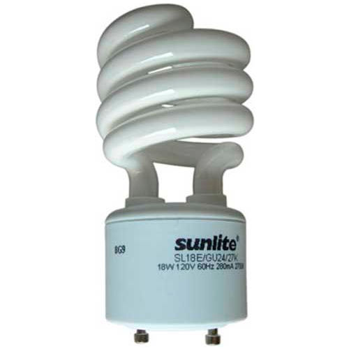 Sunlite&#174; 00660-SU SL18/E/GU24/27K 18W GU24 Spiral CFL Light Bulb, GU24 Base, Warm White - Pkg Qty 24