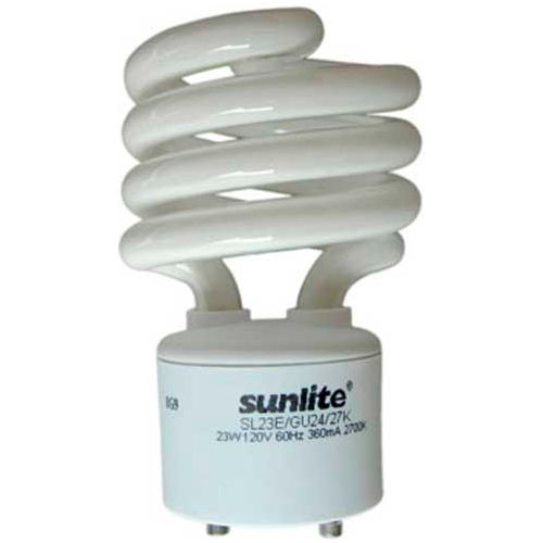 Sunlite&#174; 00665-SU SL23/E/GU24/27K 23W GU24 Spiral CFL Light Bulb, GU24 Base, Warm White - Pkg Qty 24