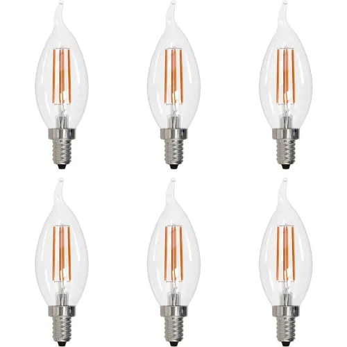Sunlite G16.5 Light Bulb LED, 5 Watts (40W Equiv.), 350 Lumens, Dimmable, Type G Globe Shape E12 Candelabra Base, Short Bulbs, Vanity Mirror Bulbs, 2700K Soft White, Clear, 6 Count-319775