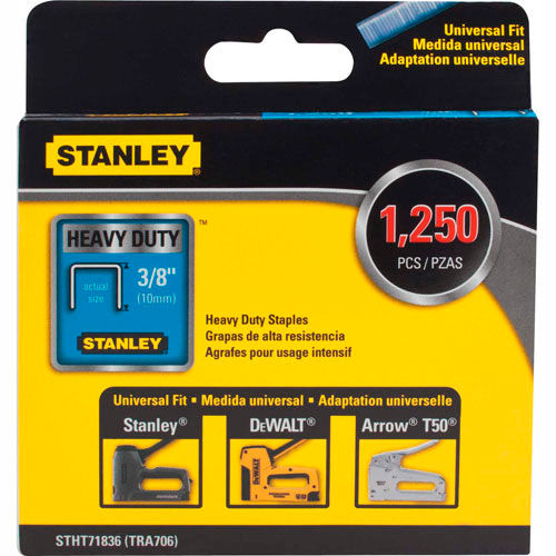 Stanley&#174; STHT71836  Heavy-Duty Narrow Crown Staples 3/8&quot; -1,250 Pack