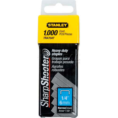 Stanley TRA704T Heavy-Duty Narrow Crown Staples 1/4", 1,000 Pack