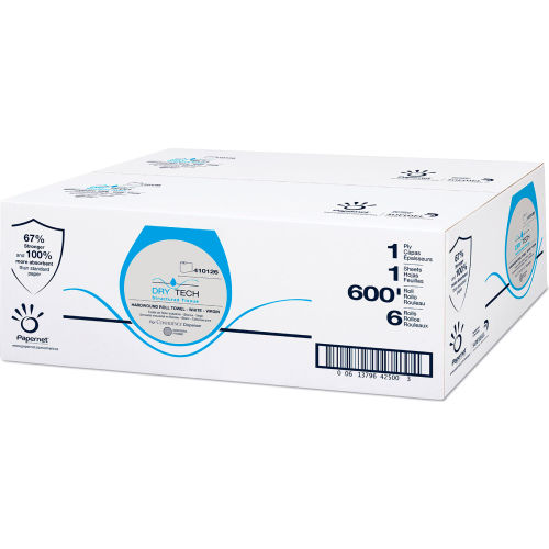 Papernet® Dry Tech Paper Towel, 7.5" x 600 ft, White, 6/Case