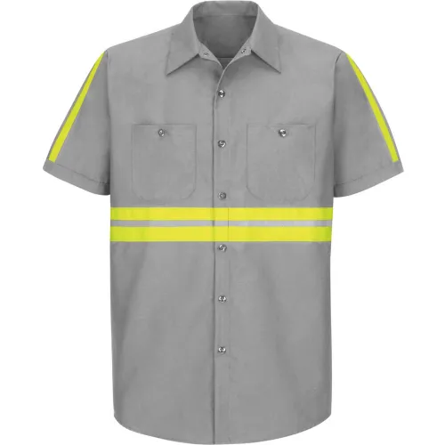 Red Kap SP24 Men's Short Sleeve Industrial Work Dress Shirt – 65/35 Poly/Cotton, Regular Fit, Sizes S-6XL