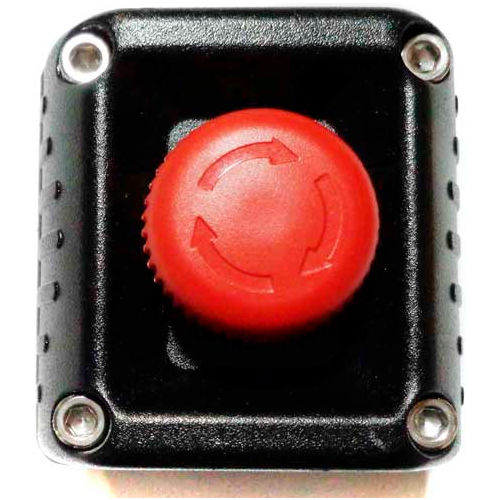 T.E.R., F71EB10000000001 VICTOR Wall Mount Control Station, Black, 1 Hole Latched E-Stop