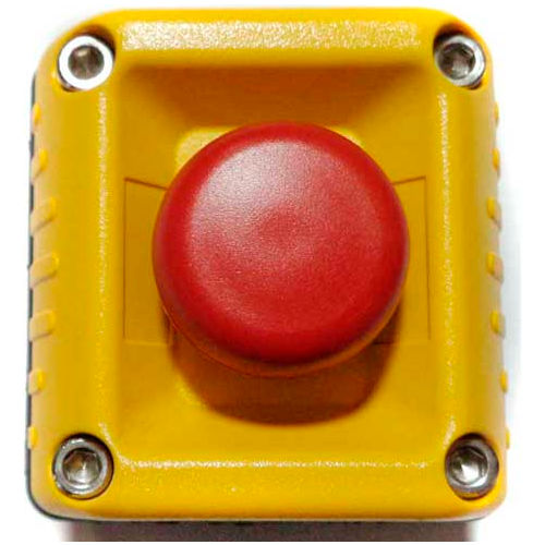 T.E.R., F71EY10000000003 VICTOR Wall Mount Control Station, Yellow, 1 Hole, Momentary E-Stop