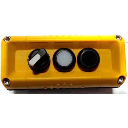 T.E.R., F71GY00020001002 VICTOR Wall Mnt. Control Station, Yellow, 3 Hole, 3 Pos. Selector+2 Funct.