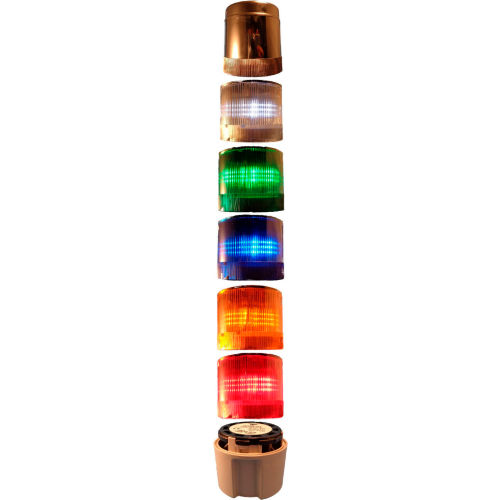 Springer Controls / Texelco LA-TCL05AB95632 70mm Light Stack, 24V LED, GRAY Term, W-G-B-A-R,100DB