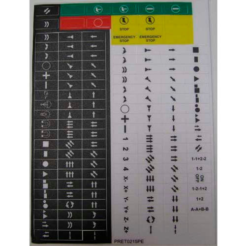 T.E.R., PRET0215PE Symbols Decal Sheet, Use w/ MIKE & VICTOR Control Pendants, 1 Sheet