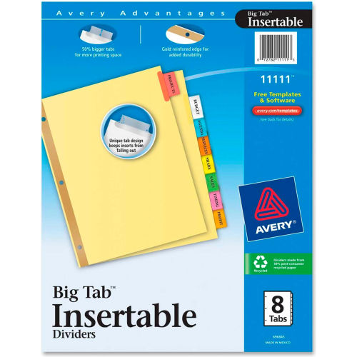 5-Tab Binder Dividers 6 Sets Insertable Multicolor Big Tabs 