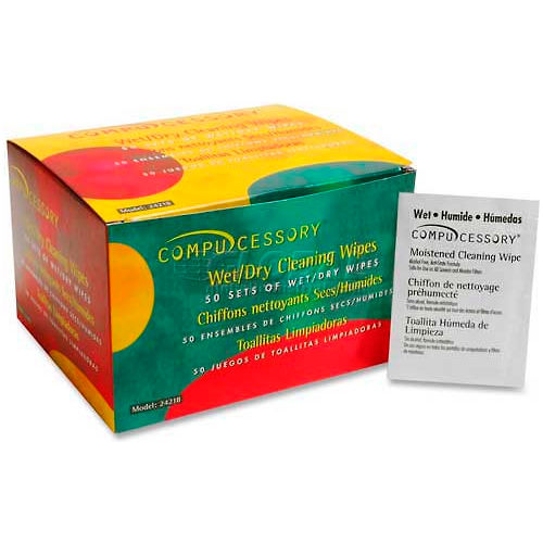 Compucessory Wet & Dry Smudge Free Cleaning Wipes, 50/Pack - CCS24218