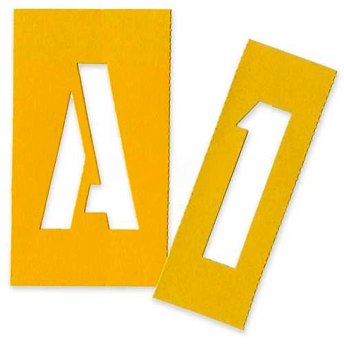 Chartpak Painting Letters & Numbers Stencil, CHA01560, 3&quot;H, Yellow, Gothic Font, 35/Set