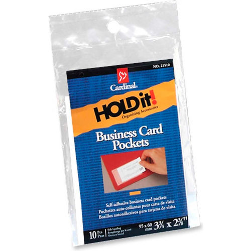 Cardinal&#174; HOLDit! Business Card Pocketm Side Opening, Clear - Pkg Qty 10