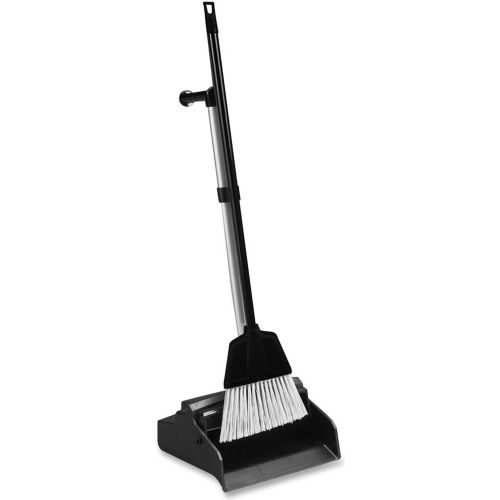 Genuine Joe Lobby Dust Pan Combo Kit, 2-Way Handle, Black, GJO02407