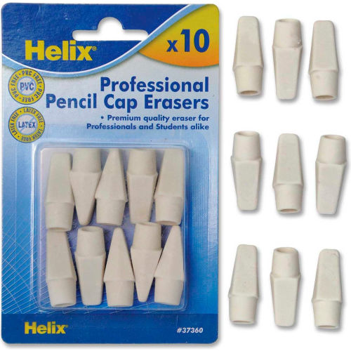 Helix® Pencil Cap Erasers, Oversized, 10/PK, White