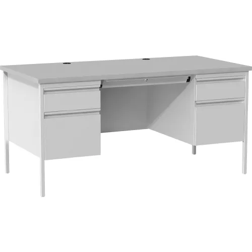 30x60 Gray Desk Double Pedestal by CavilUSA