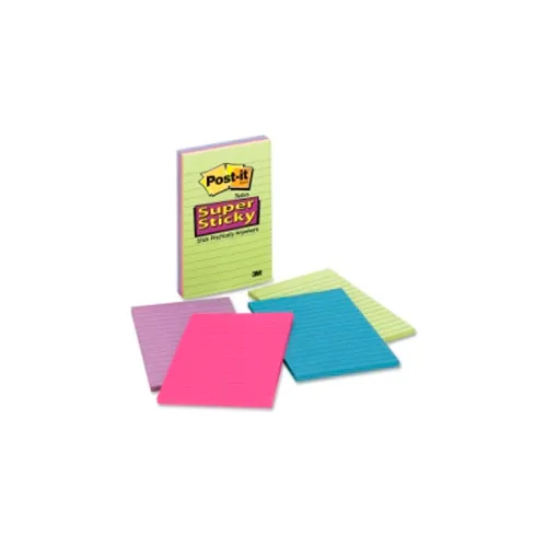 3M™ Super Sticky Pads, Lined, 4x6, 45 Sheets/Pad, 4 Pads/Pk