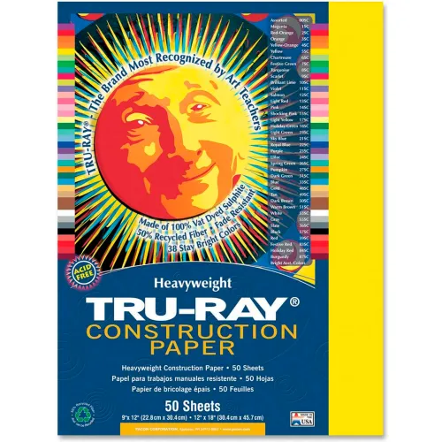 Pacon® Tru-Ray Construction Paper, 9"x12", Yellow, 50 Sheets