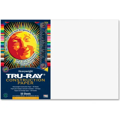 12 x 18 White Tru-Ray Construction Paper (50 sheets, Unbound