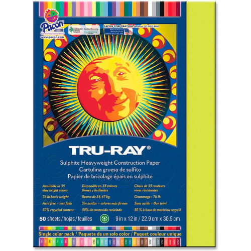 Tru-Ray Construction Paper, Heavyweight, Festive Green, 12" X 18 50 Sheets Per Pack 5 Packs