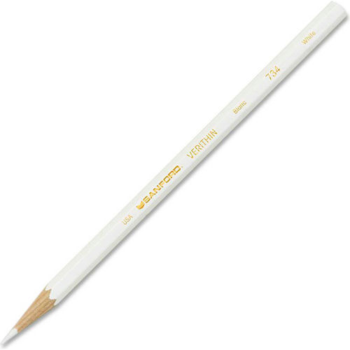 Sanford Verithin Colored Pencils, White Lead, White Barrel, 12/Dozen