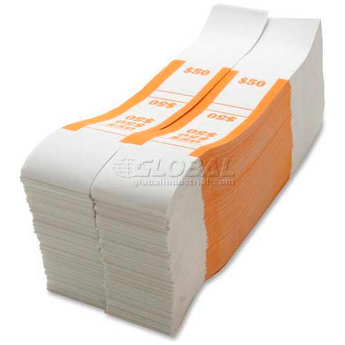 Sparco Color-Coded Quick Stick Currency Band BS50WK $50 in Dollar Bills Orange, 1000 Bands/Pack