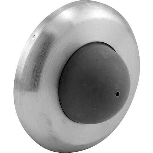 Door Stop, Wall Mount W/Rubber Bumper, Brushed Stainless - 658-1046 - Pkg Qty 2