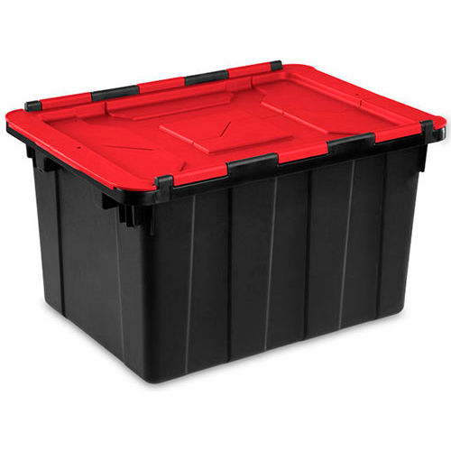 Sterilite Hinged Lid Industrial Tote 14619006- Black/Racer Red 12 Gallon 21-3/4 x 15-3/8 x 12-1/2 - Pkg Qty 6