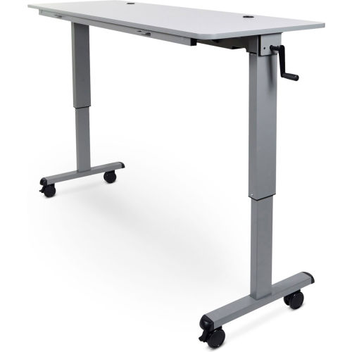 Luxor Adjustable Height Flip Top Table w/ Crank Handle - 60" - Gray