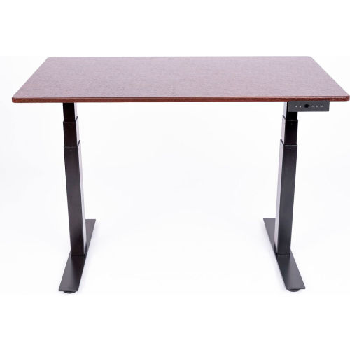 Luxor Standing Desk - Electric Adjustable Height - 59"L x 29"W - Dark Walnut Top w/ Black Frame