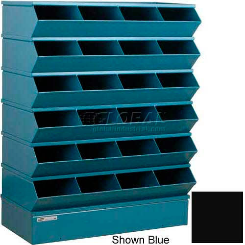 Stackbin® Steel Hopper Stack Bin, 24 Compartment Sectional Unit, 37"W x 15"D x 51"H, Black