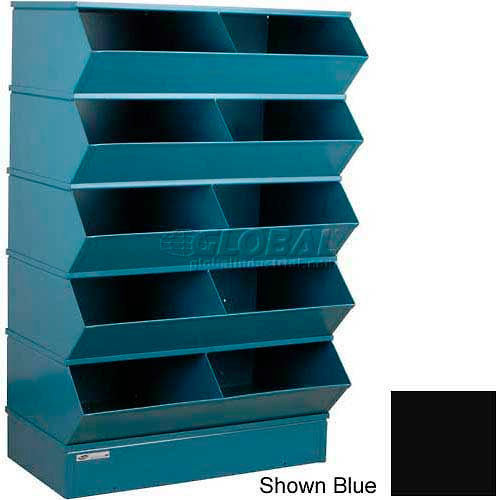 Stackbin® Steel Stack Bin, 10 Compartment Steel Sectional Unit, 37"W x 24"D x 55"H, Black