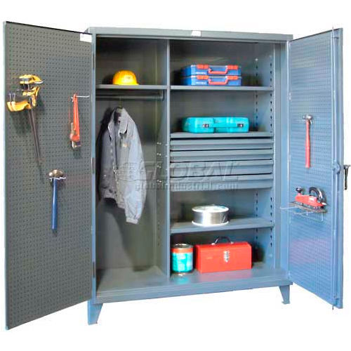 Strong Hold® Combination Cabinet 56-W-244-4DB-PB - w/Drawers and Pegboard Doors 66 x 24 x 78