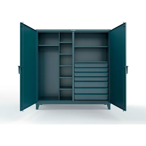 Strong Hold® Double Shift Uniform Cabinet with 7 Drawers, 12 GA, 72" W ...