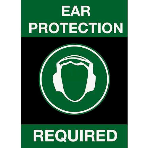 NoTrax&#174; Ear Protection Required Safety Message Mat 3/8&quot; Thick 3' x 5' Black