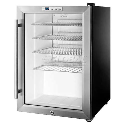 SummitCountertop Beverage Cooler, Black, Glass Door, Lock