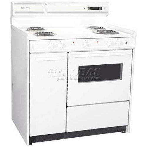 SummitElectric Range, 220V, White, Clock Timer, Oven, Light, 36"W