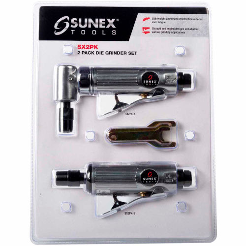 Sunex SX2PK, 2 Pack Die Grinder Set, 1/4" Straight Die Grinder, 1/4" Angled Die Grinder